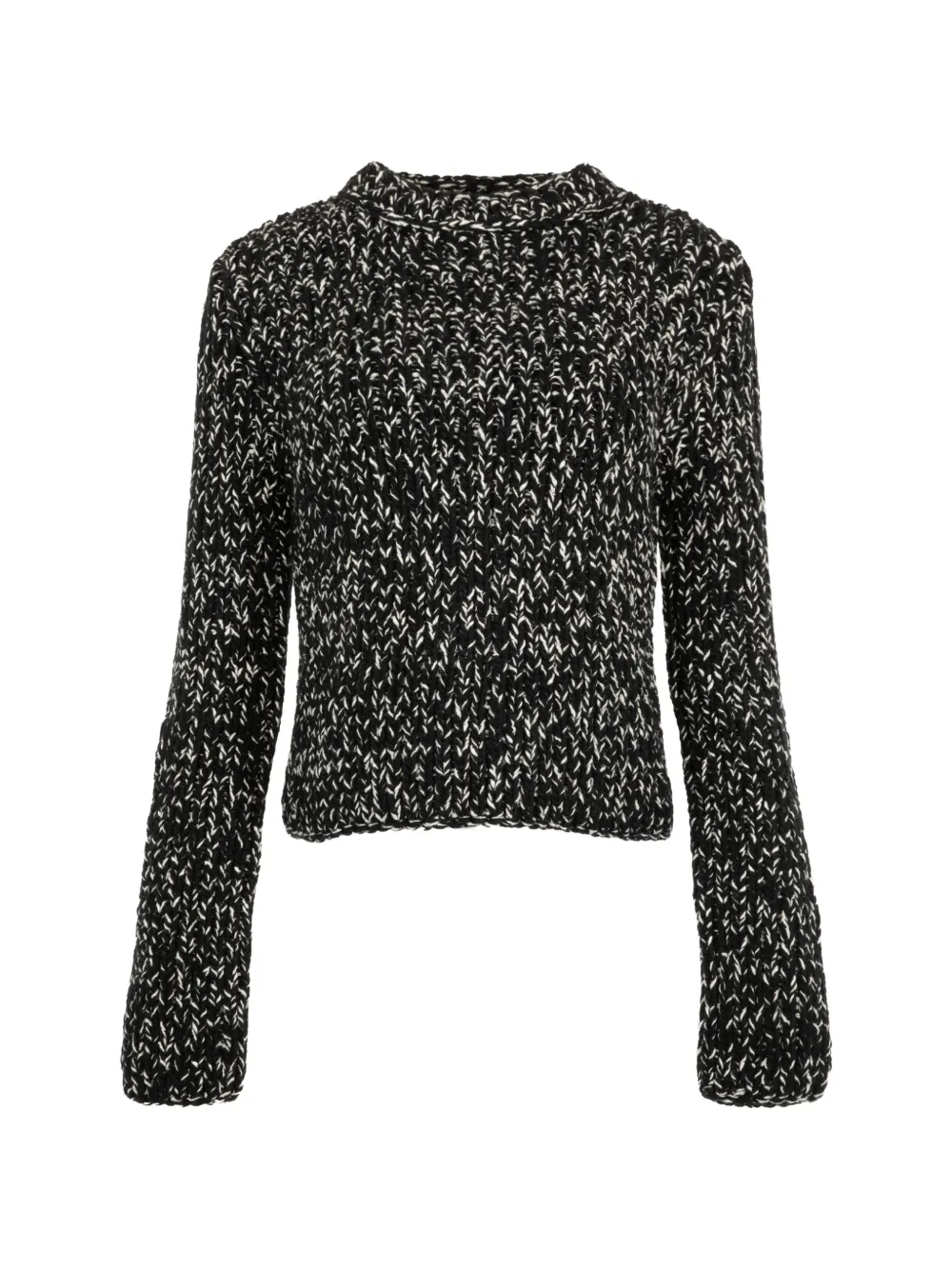 TOTEME wool silk crew neck black ecru Zwart
