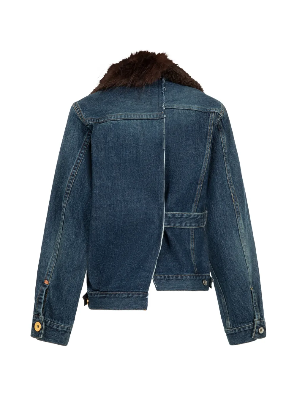 sacai asymmetric denim jacket Blauw