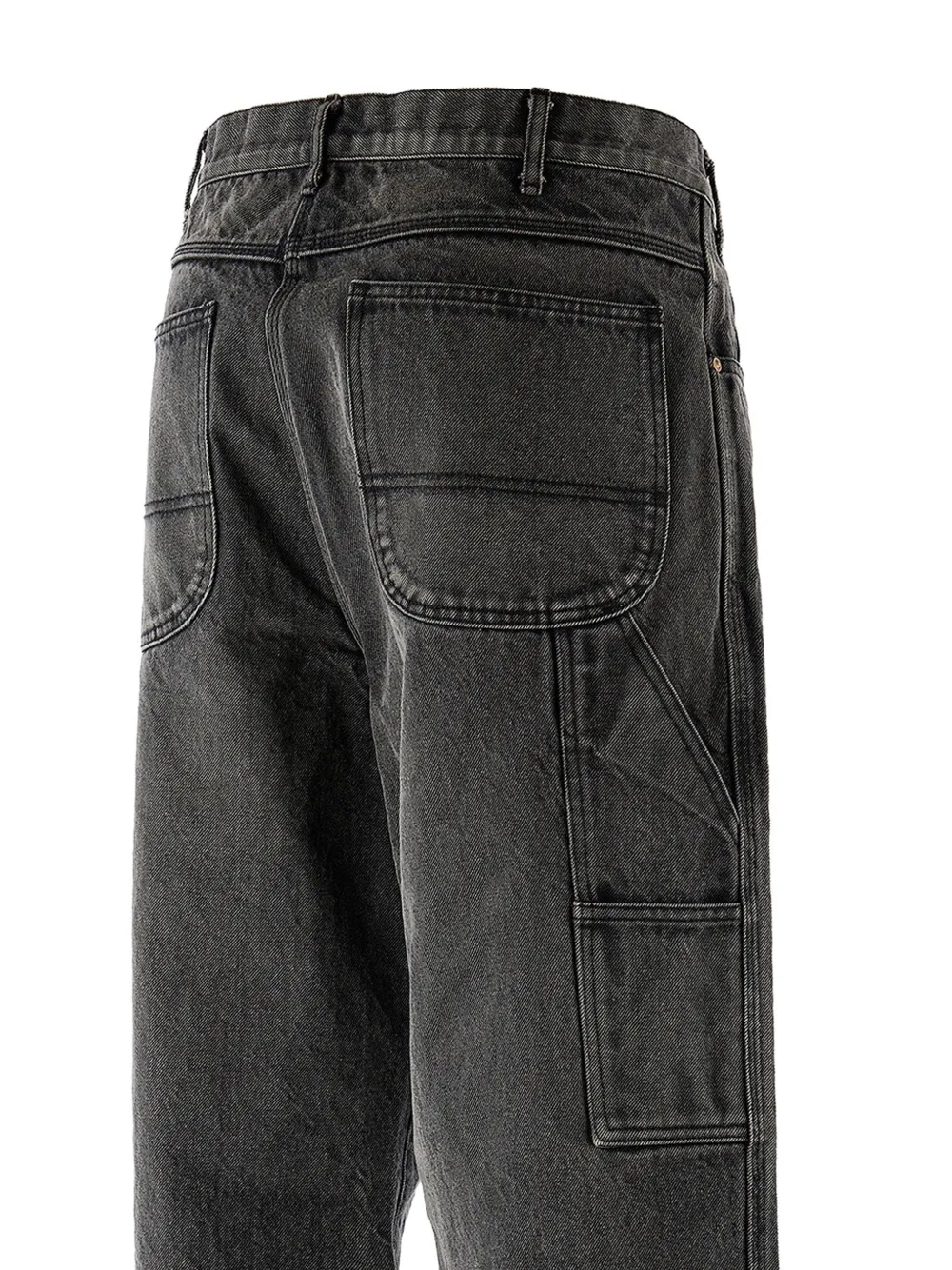 SAINT MXXXXXX frayed-hem wide-leg jeans Zwart