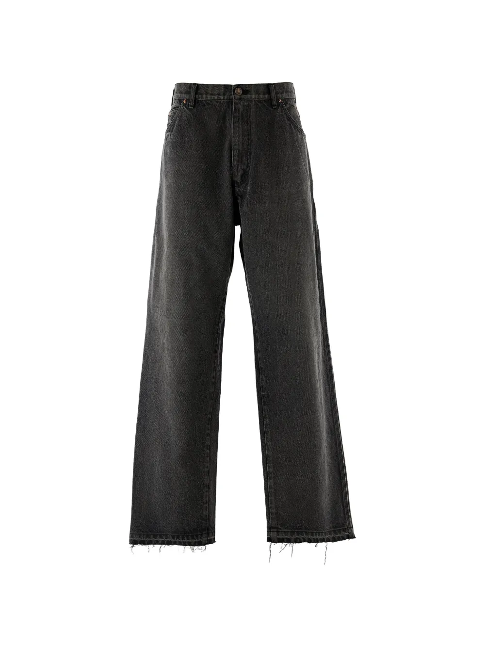 SAINT MXXXXXX frayed-hem wide-leg jeans - Nero