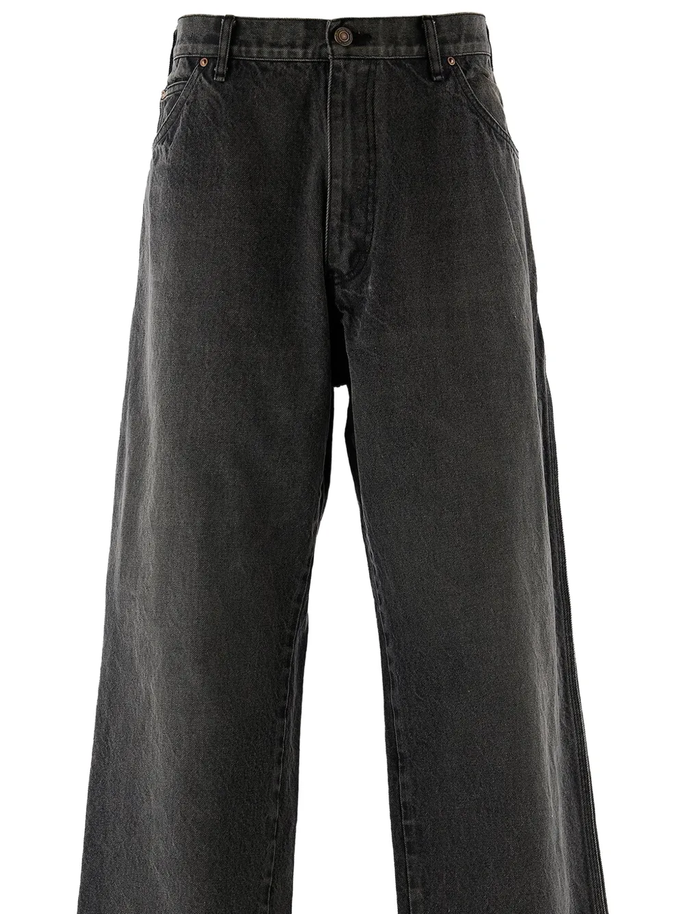 SAINT MXXXXXX frayed-hem wide-leg jeans Zwart