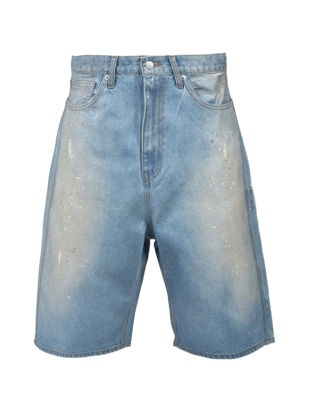 BREATH glitter-effect distressed shorts - Blau