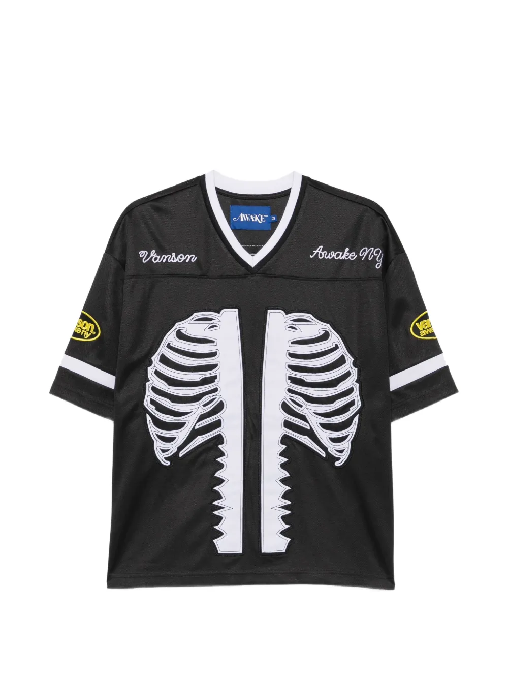 Awake NY skeleton-patch V-neck T-shirt - Nero