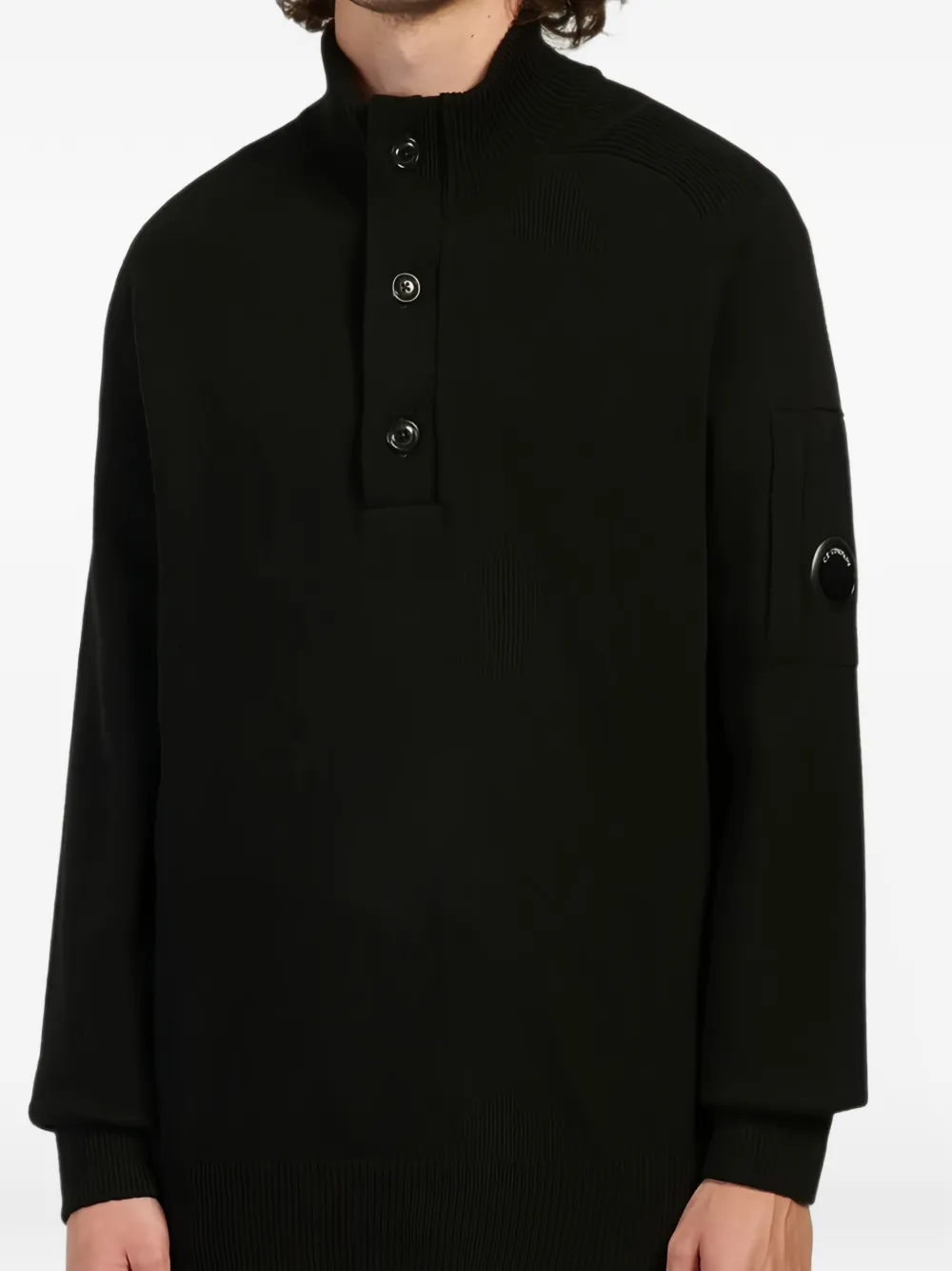 C.P. Company lens-detail button-up sweater Zwart