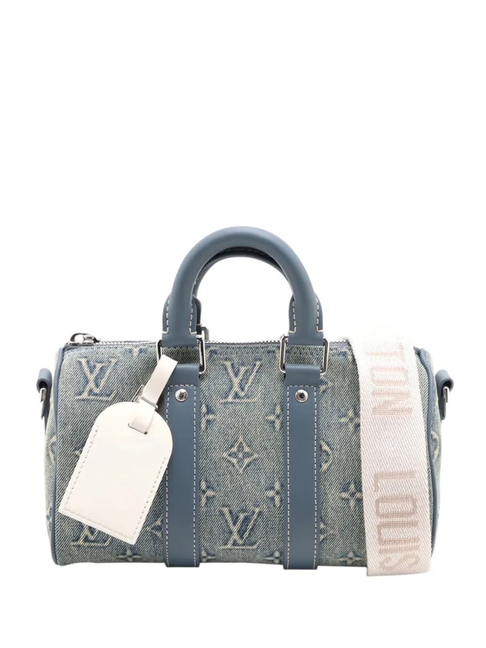 Louis Vuitton Pre-Owned 2021-2026 Monogram Denim Keepall Bandouliere 25 satchel - Blu