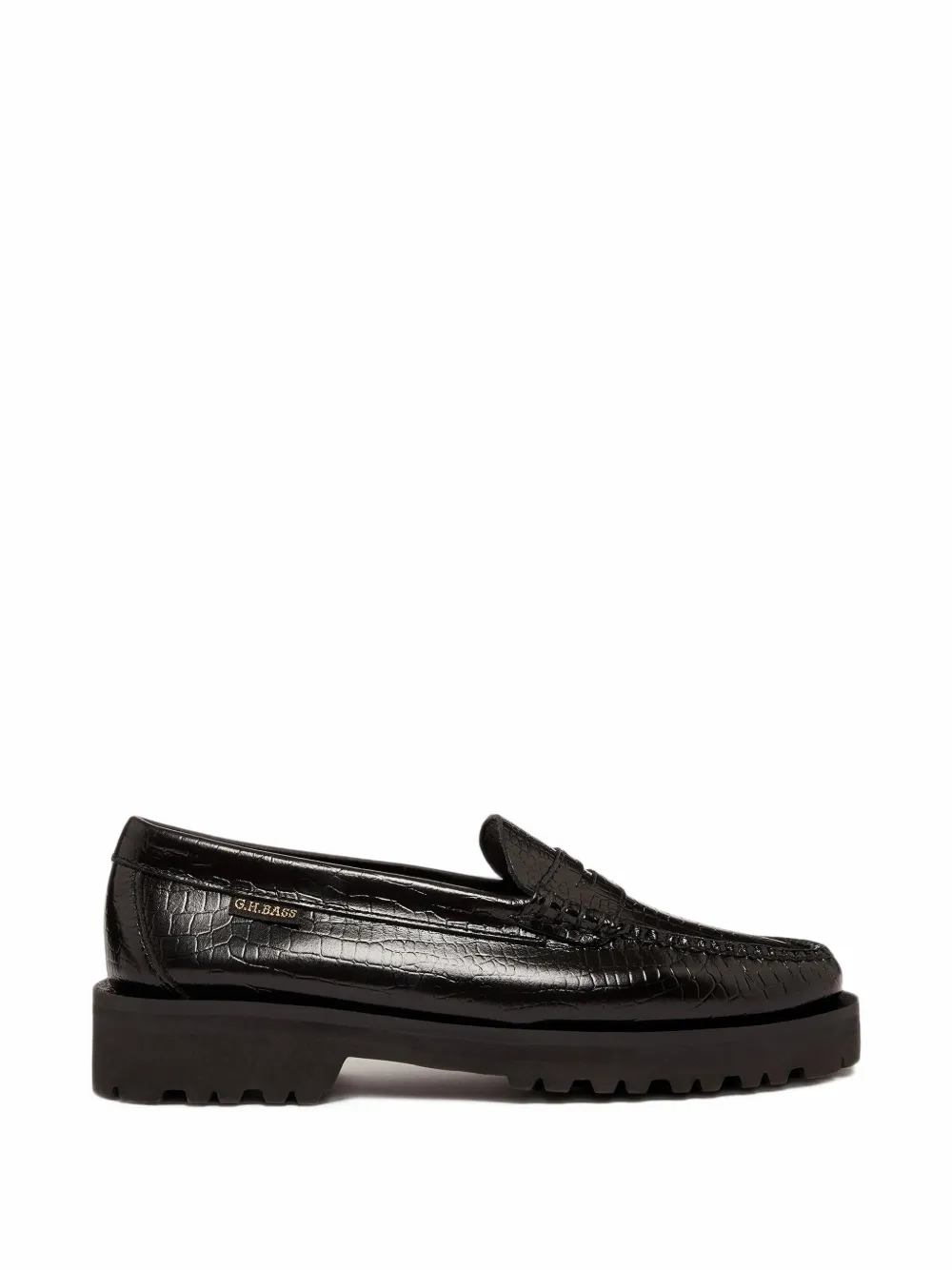 G.H.Bass Weejuns Larson Penny croc-embossed leather loafers - Nero