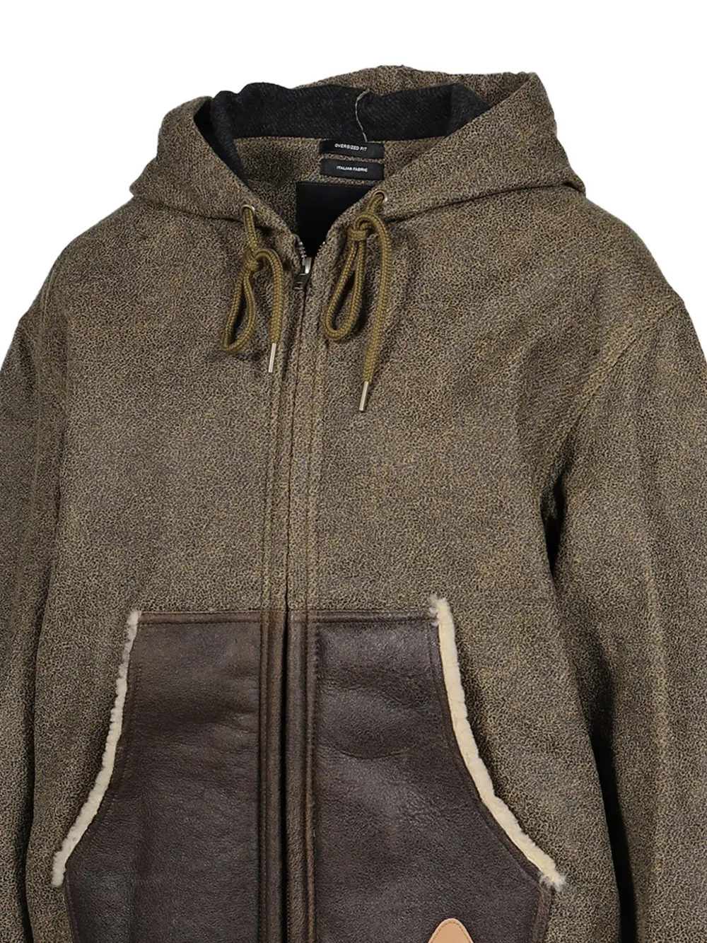 R13 shearling-pocket zip-up hoodie Bruin