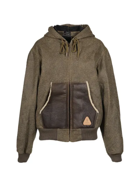 R13 shearling-pocket zip-up hoodie