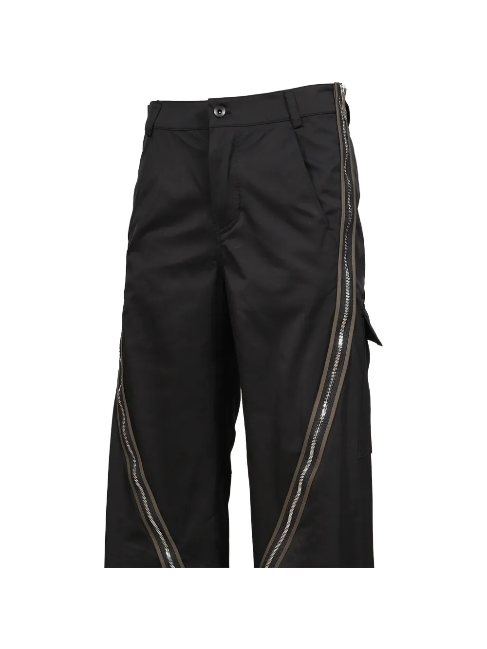 FFFPOSTALSERVICE Diffraction zip-detail trousers Zwart
