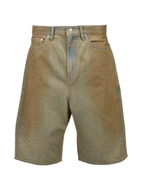 BREATH rhinestone-embellished faded denim shorts