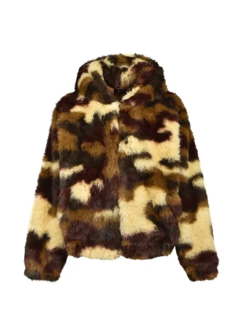 BREATH camouflage-print faux-fur hooded jacket