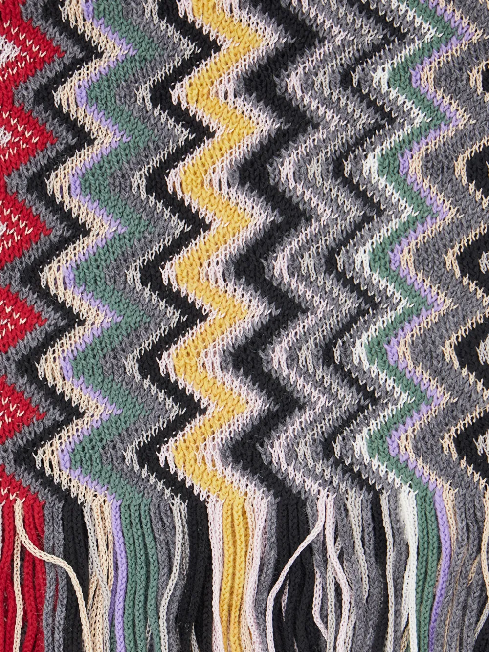 Missoni zigzag-knit fringed scarf Grijs