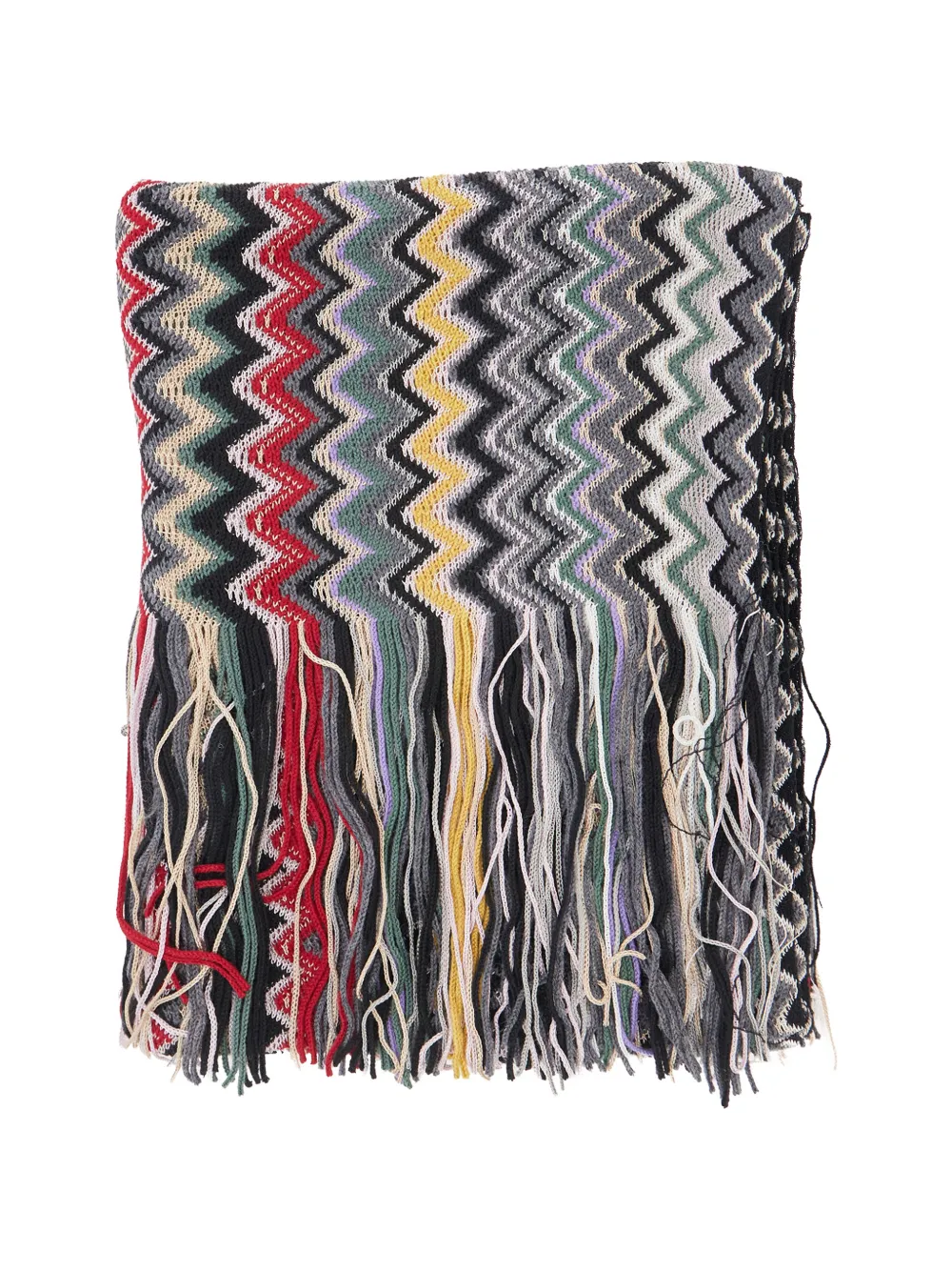 Missoni zigzag-knit fringed scarf - Grigio