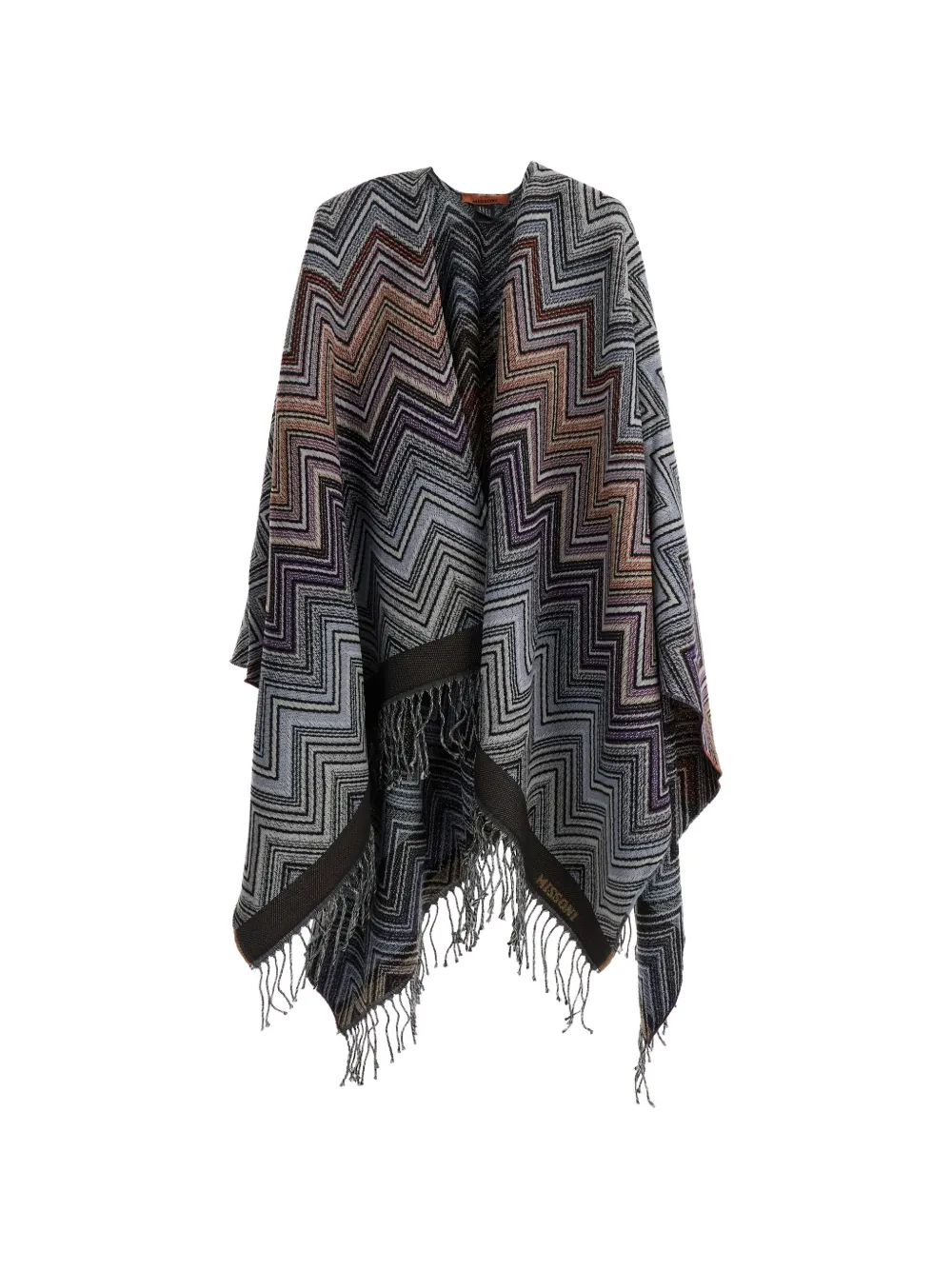 Missoni zigzag-knit fringed poncho Grijs