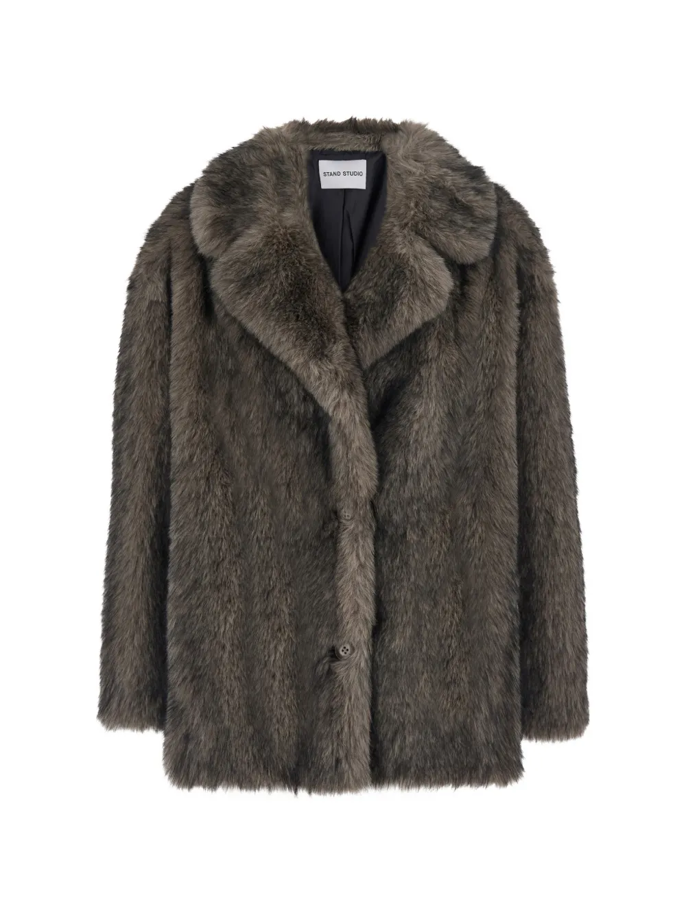 STAND STUDIO Angelika faux-fur notched-lapels coat Bruin