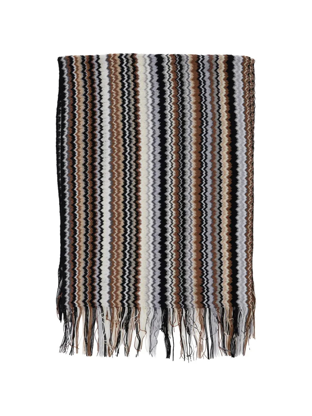 Missoni zigzag-knit fringed scarf - Braun