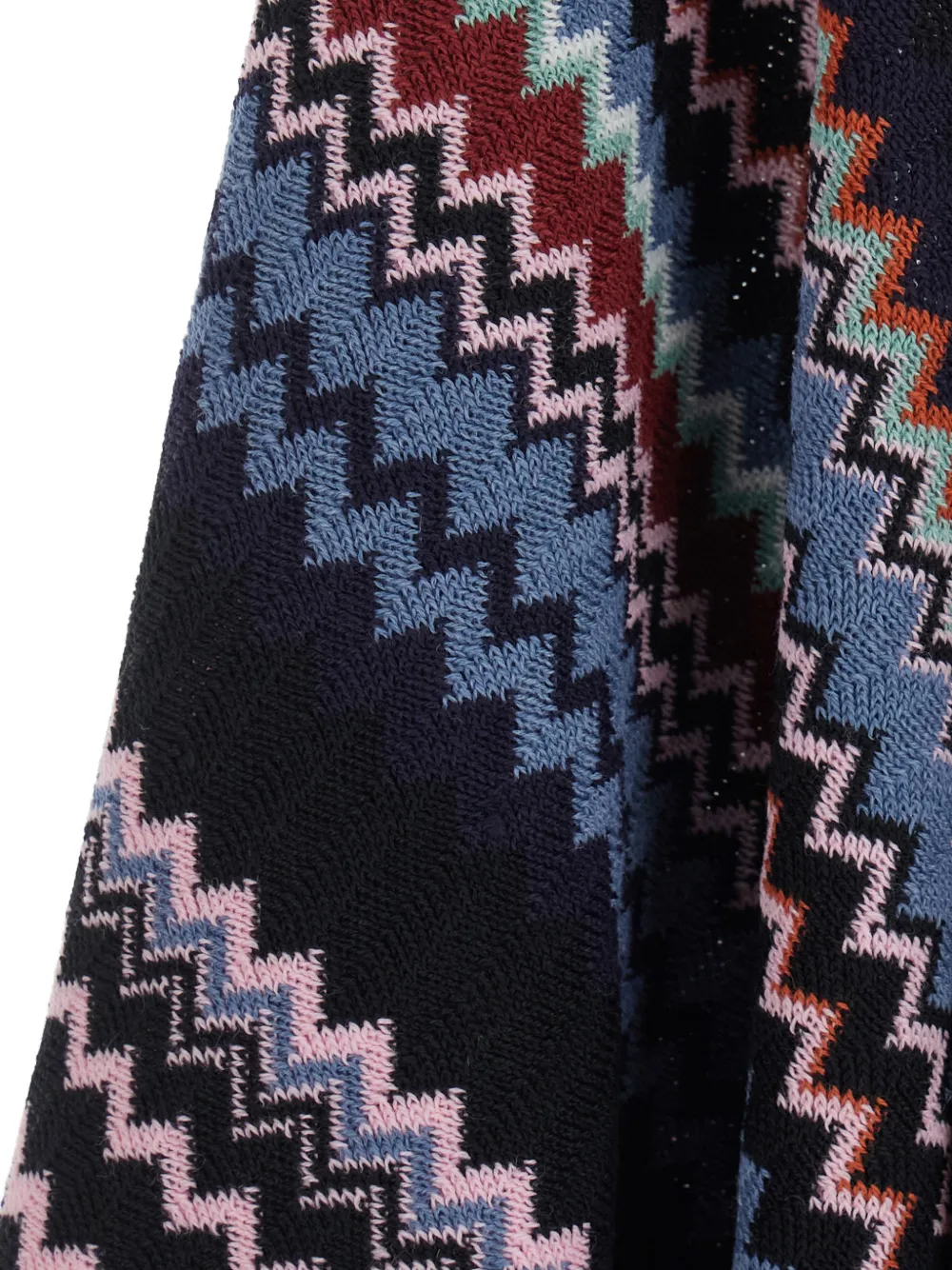 Missoni zigzag-knit fringed cape Zwart
