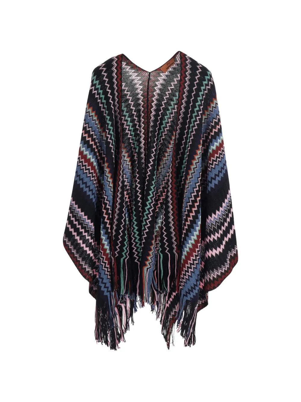 Missoni zigzag-knit fringed cape - Noir Missoni zigzag-knit fringed cape - Noir