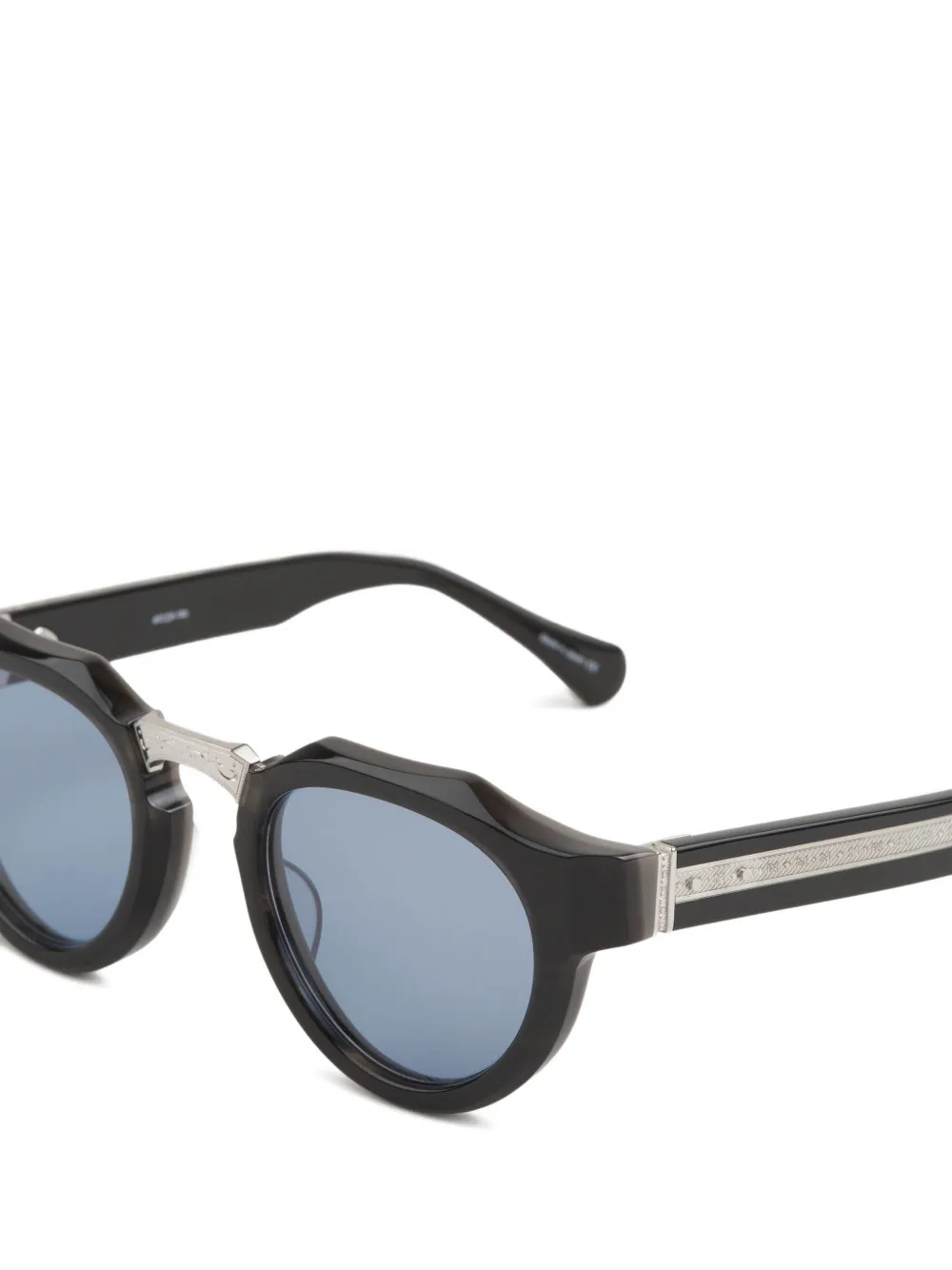 Matsuda engraved round-frame sunglasses Zwart