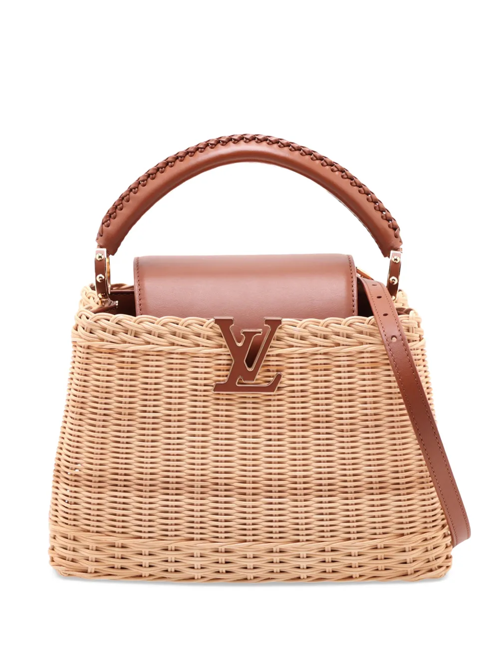 Louis Vuitton Pre-Owned 2021-2026 Mini Rattan and Smooth Calfskin Capucines satchel - Nude