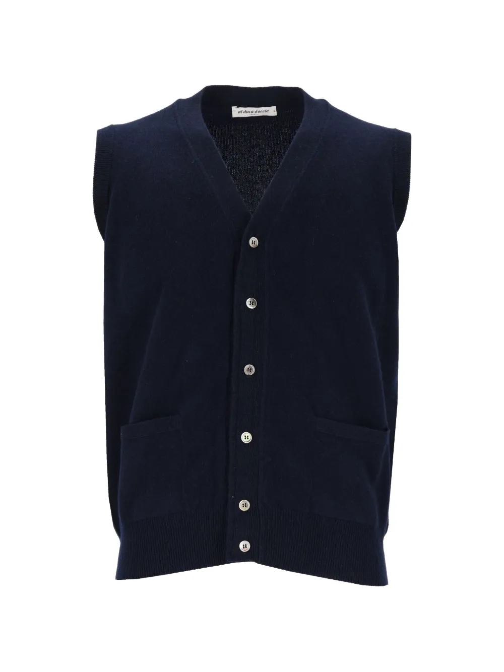 Al Duca D’Aosta 1902 V-neck cashmere sleeveless cardigan - Blau
