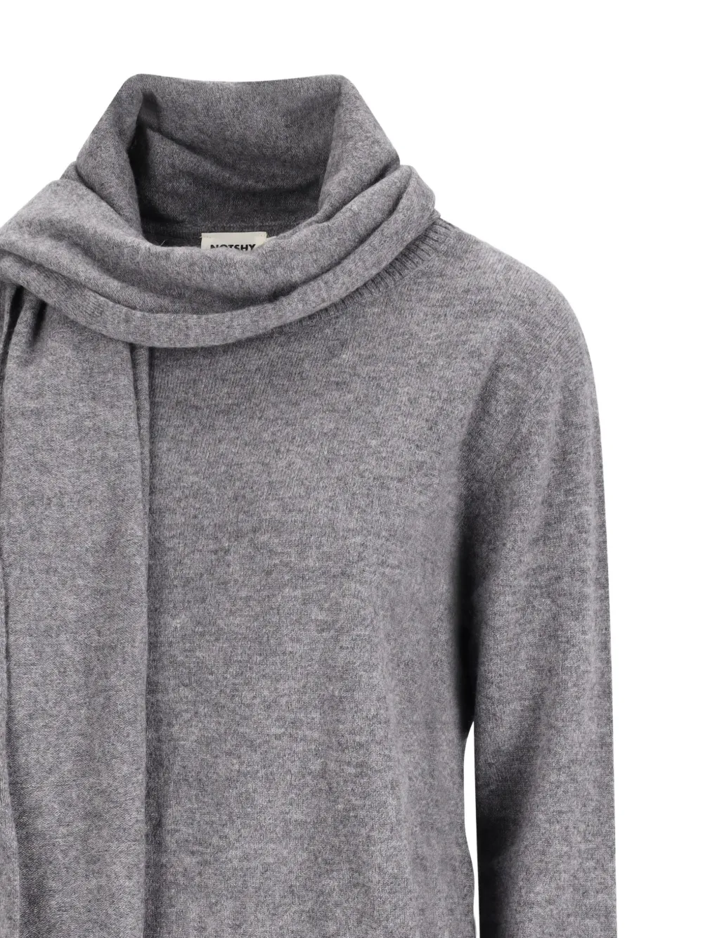 NOTSHY Prisma kasjmier trui met sjaal-detail Grijs