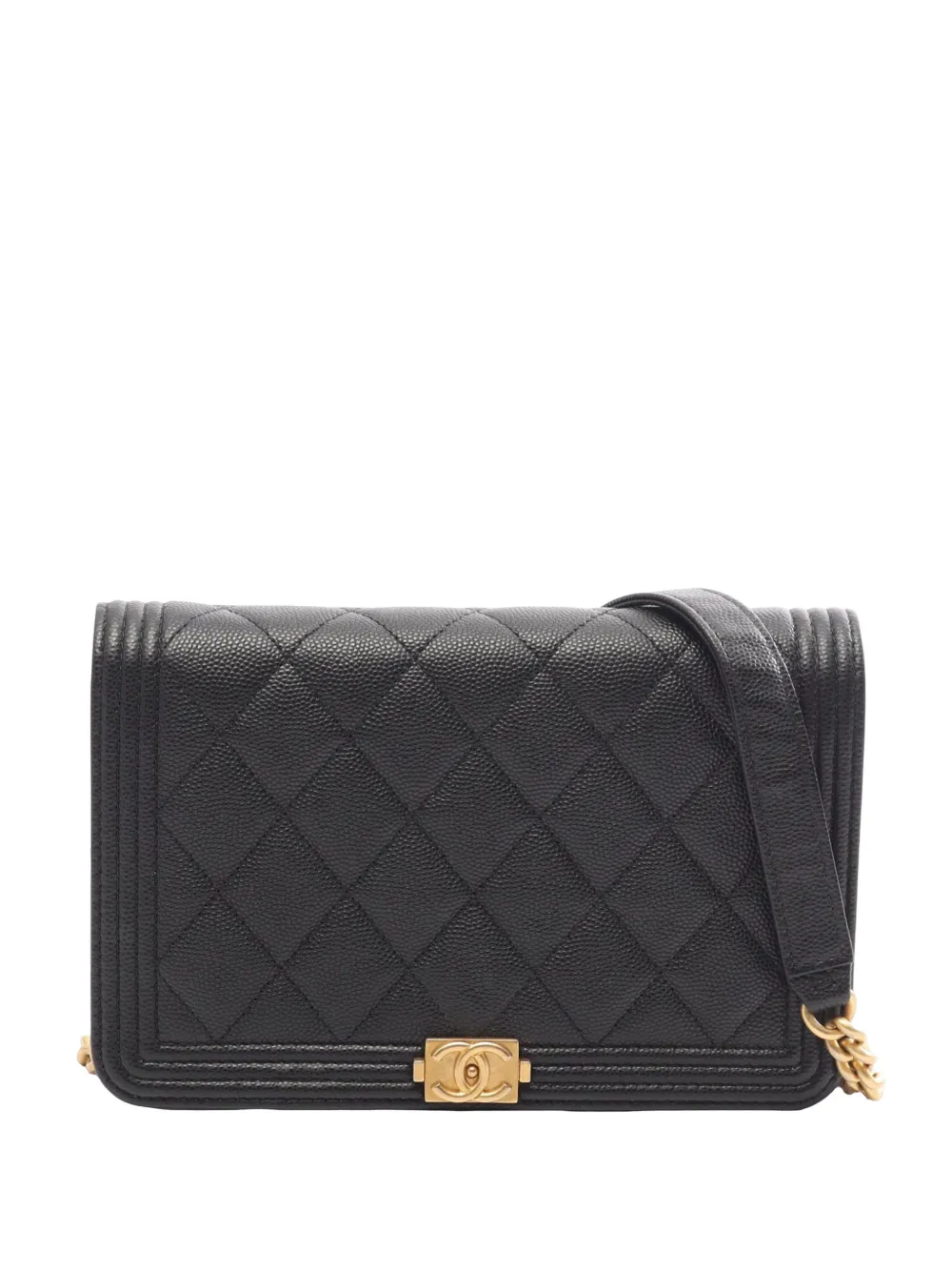 CHANEL Pre-Owned 2021-2026 Quilted Caviar Boy Wallet on Chain crossbody bag - Schwarz