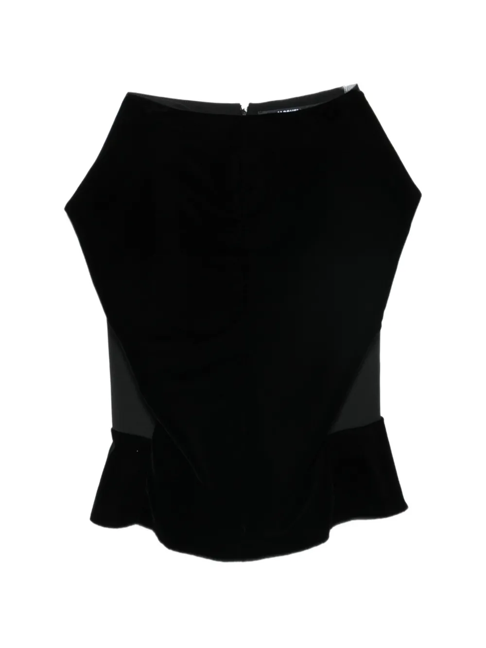 Jacquemus Paloma velvet-panelled ruffled midi skirt - Nero