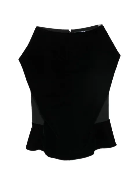 Jacquemus Paloma velvet-panelled ruffled midi skirt