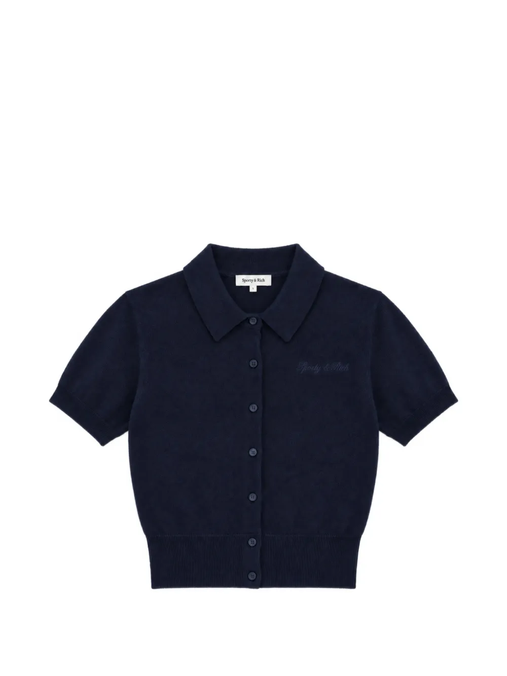 Sporty & Rich Jannie logo-embroidered short-sleeve cardigan - Blu