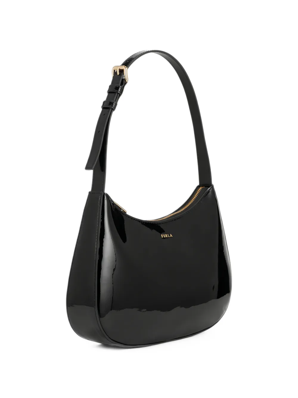 Furla patent-finish shoulder bag - Nero