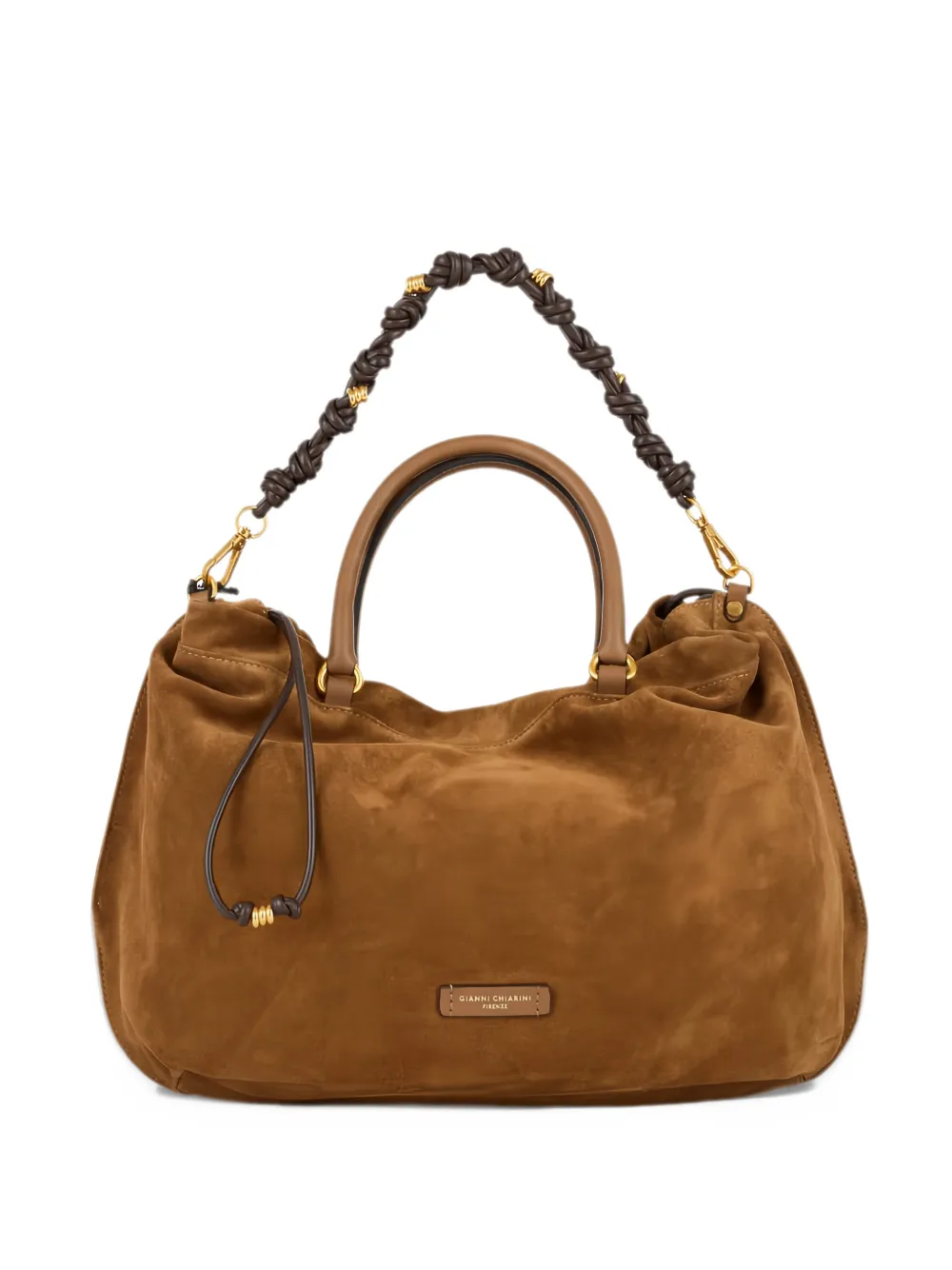 GIANNI CHIARINI large Morgana suede knotted-strap tote bag Bruin