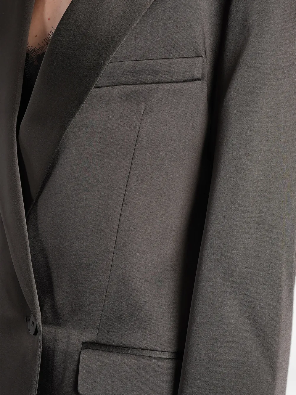 IRO double-breasted satin-finish jacket Grijs