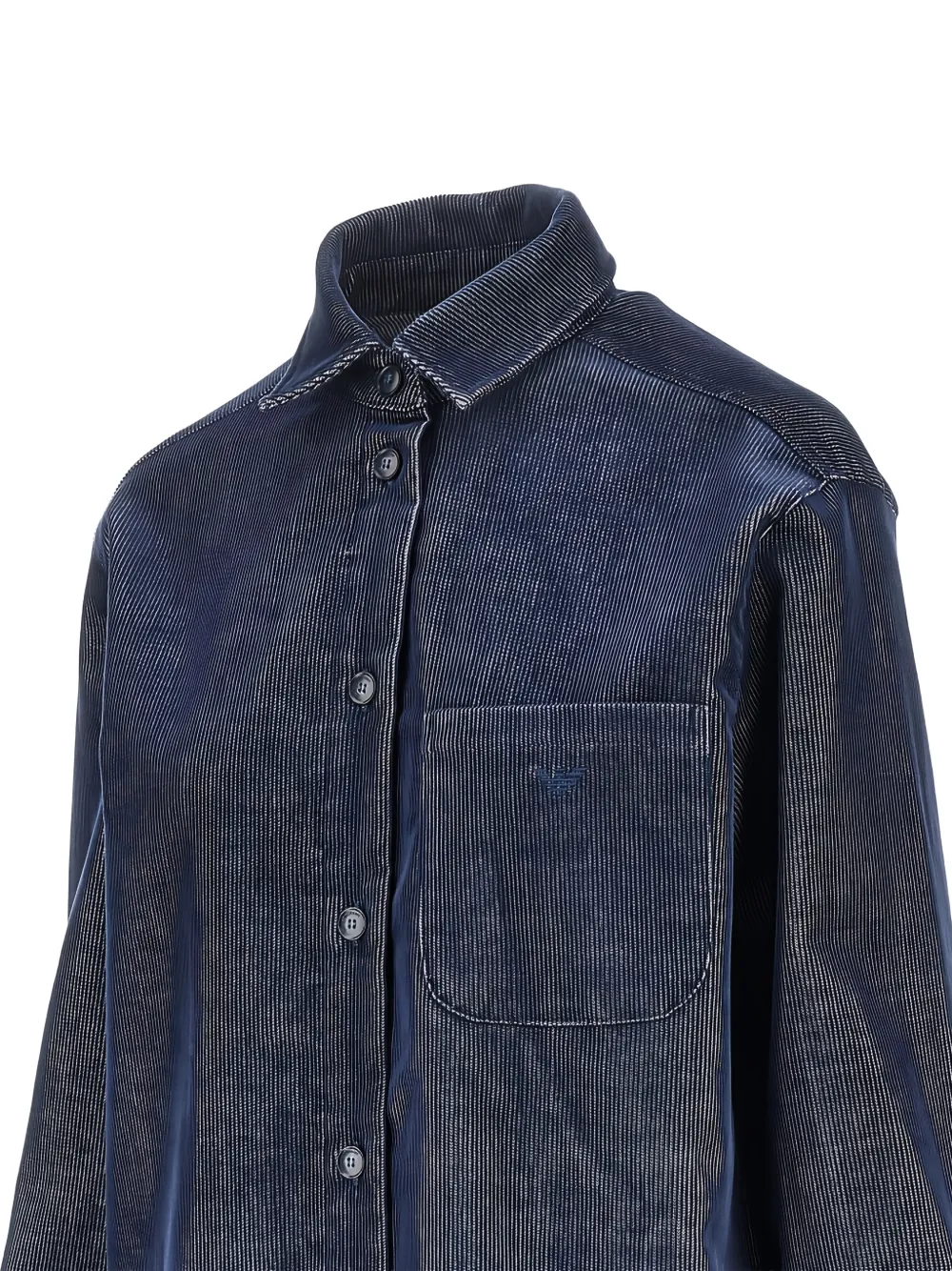 Emporio Armani corduroy-effect button-down shirt Blauw