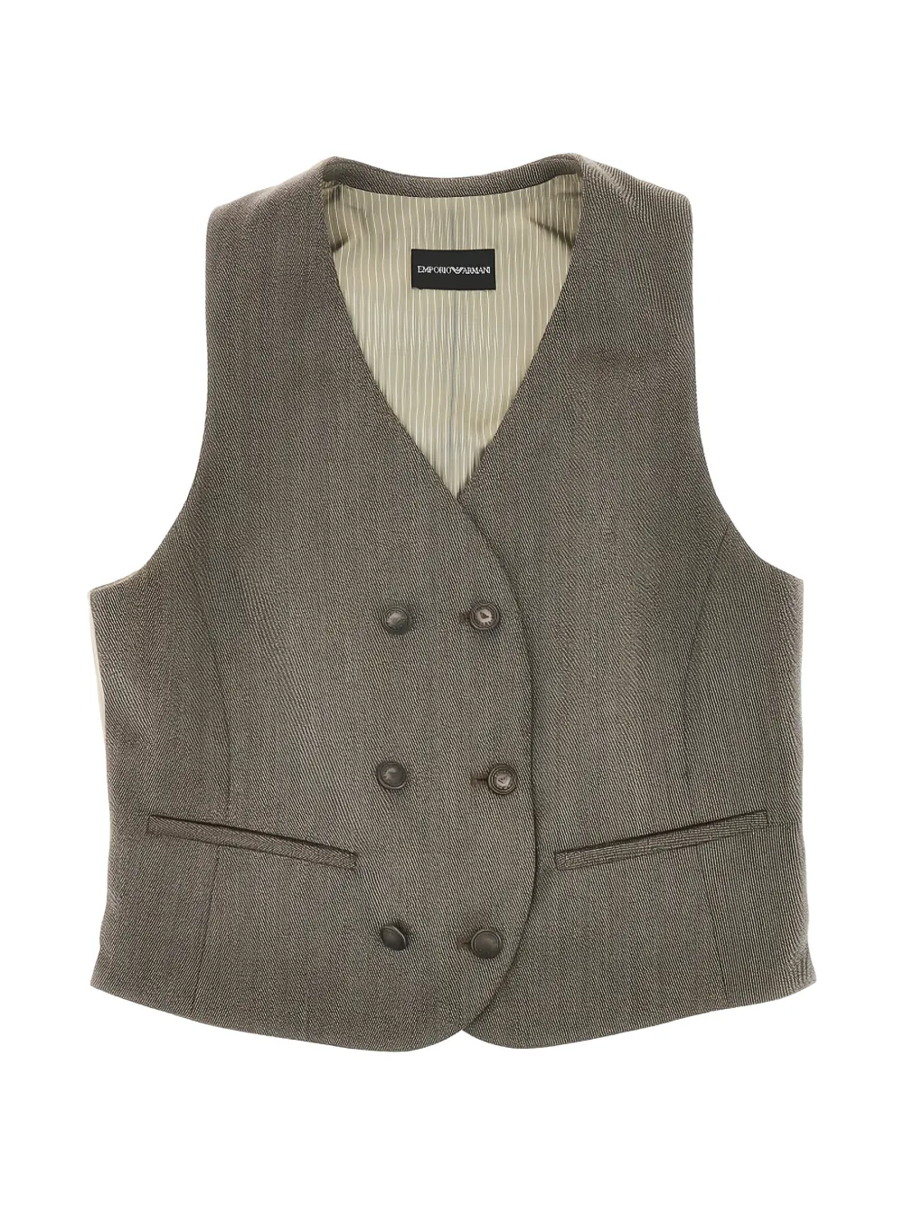 Emporio Armani double-breasted virgin wool waistcoat - Braun