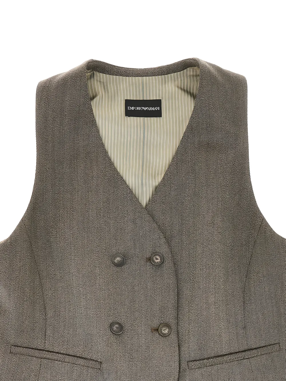 Emporio Armani double-breasted virgin wool waistcoat Bruin