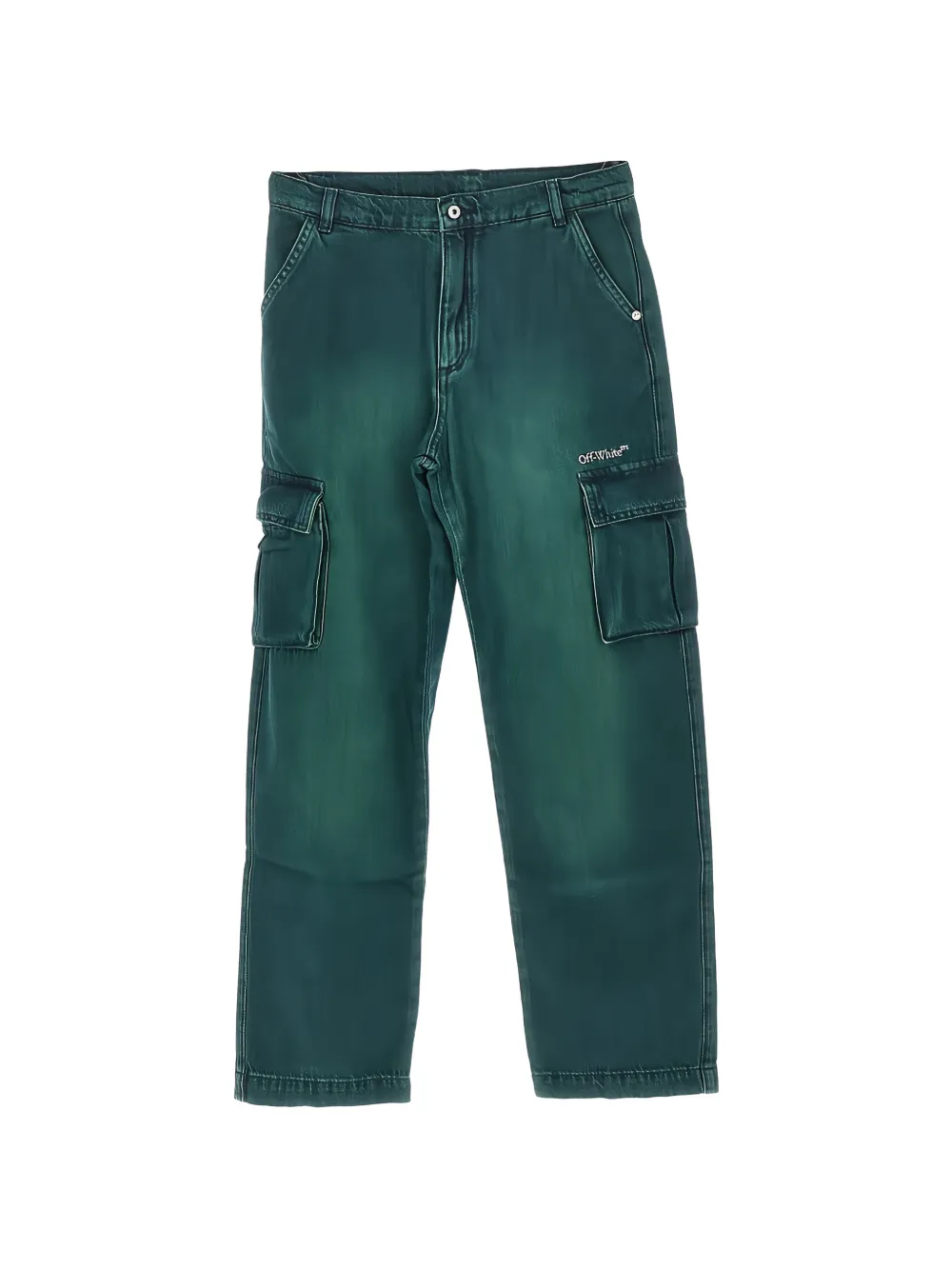 Off-White Kids Jeans Stitch Diag con tasche cargo - Verde
