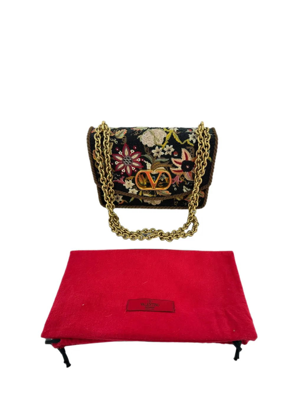 Valentino Garavani Pre-Owned Vain embroidered shoulder bag - Nero