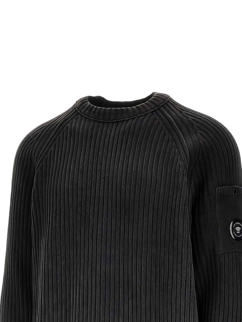 C.P. Company ribbed Lens-detail sweater Zwart