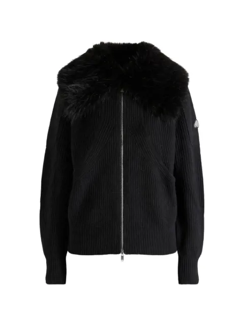 Moose Knuckles faux-fur collar ribbed-knit jacket