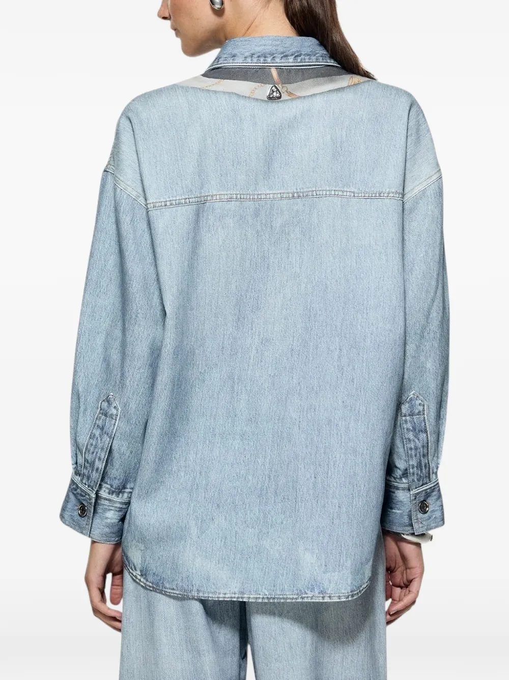 LIU JO shirt in denim with print digital Blauw