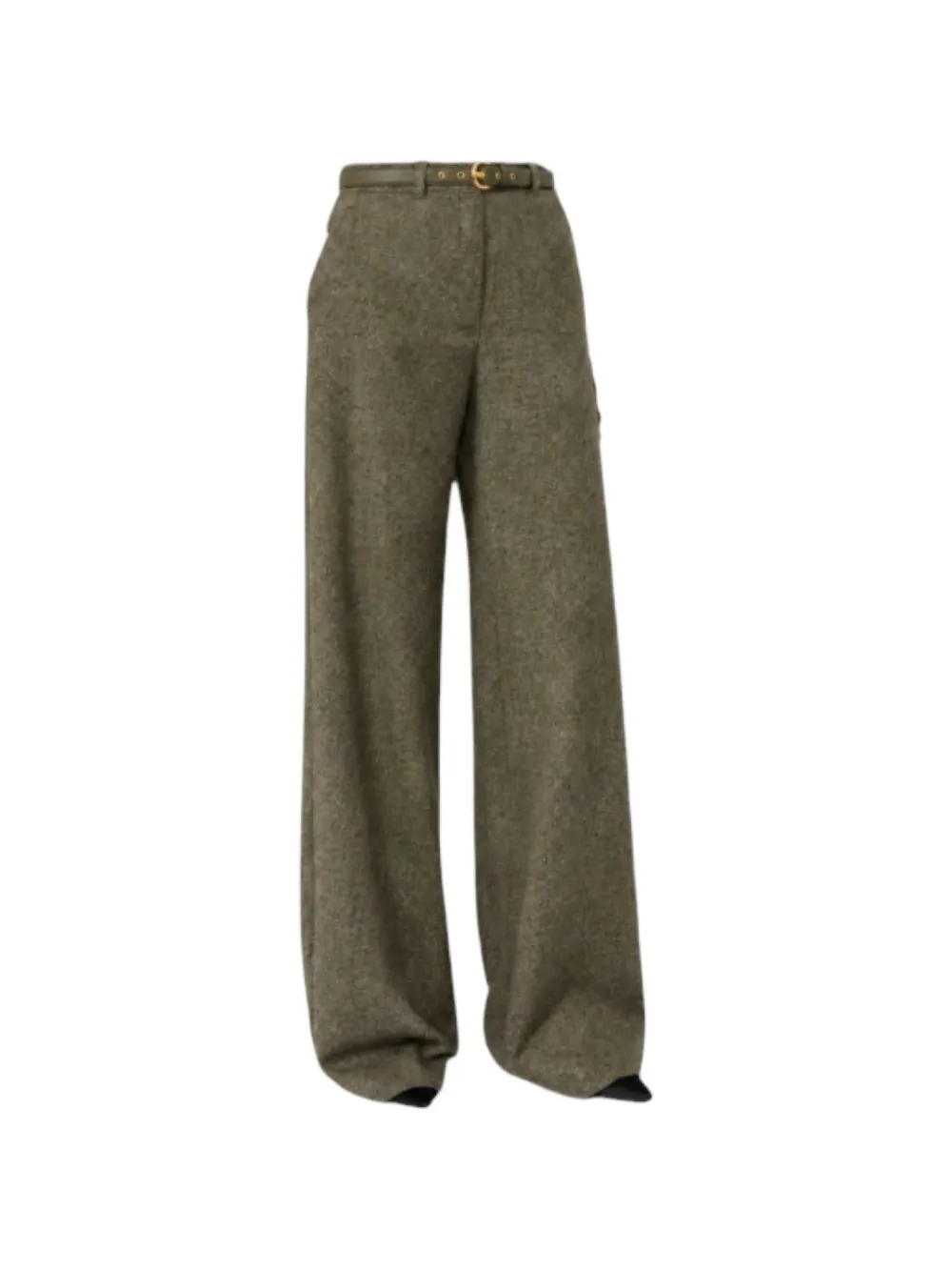 Max Mara Donegal broek met ceintuur Groen