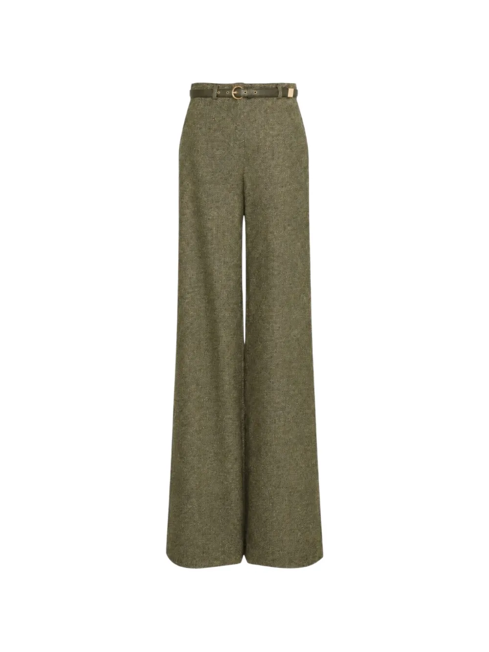Max Mara Donegal broek met ceintuur Groen
