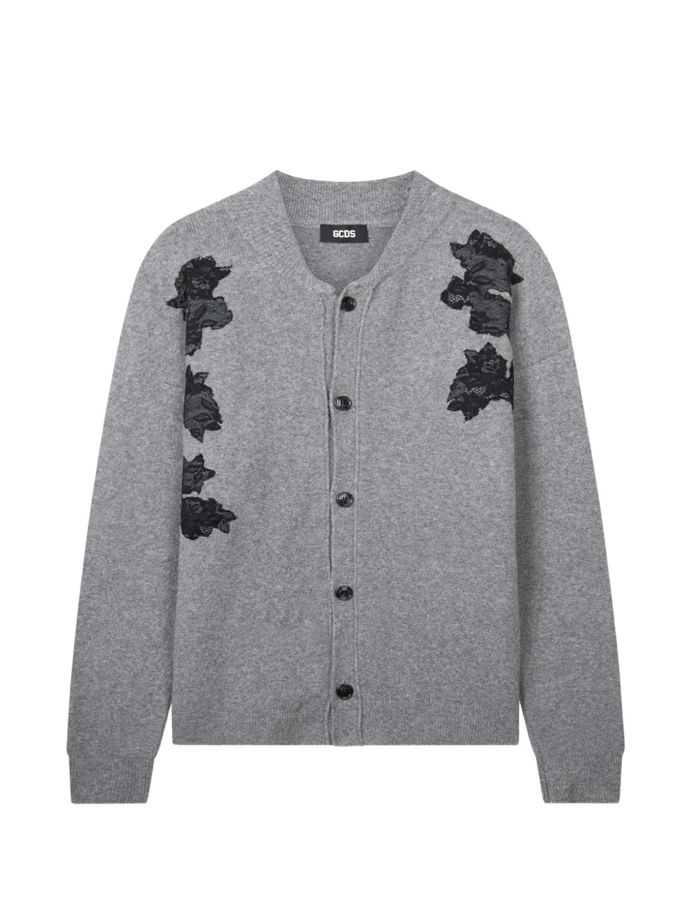 GCDS floral-embroidered cardigan - Grau