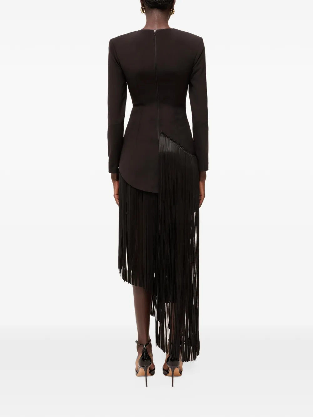 NISSA fringe-trim mini dress Zwart