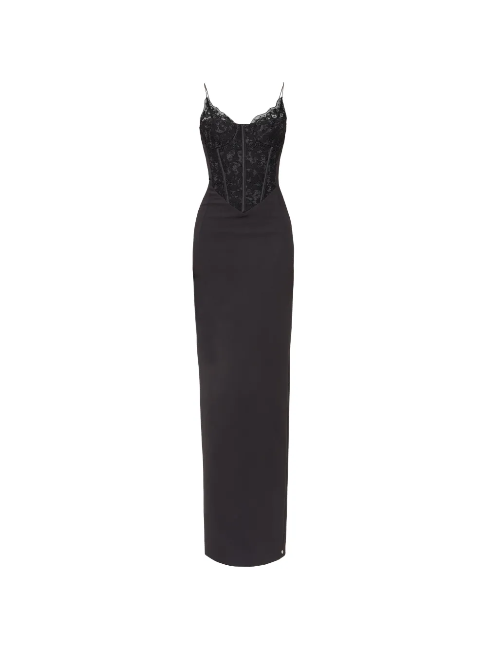 NISSA corset lace maxi dress Zwart