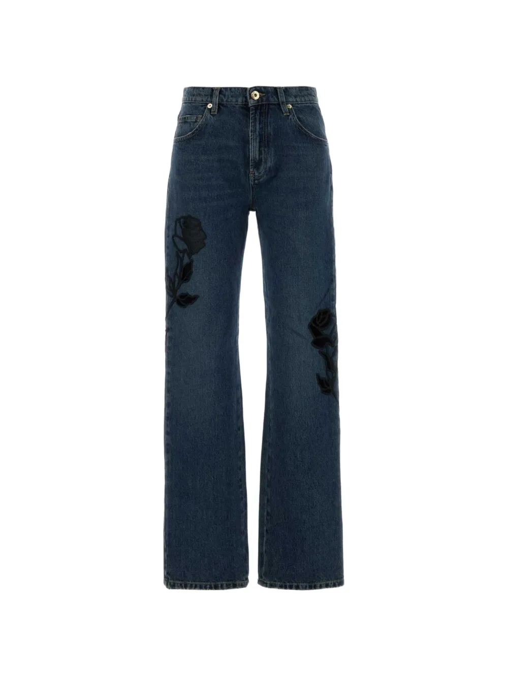 Blumarine rose-patch trousers - Blau