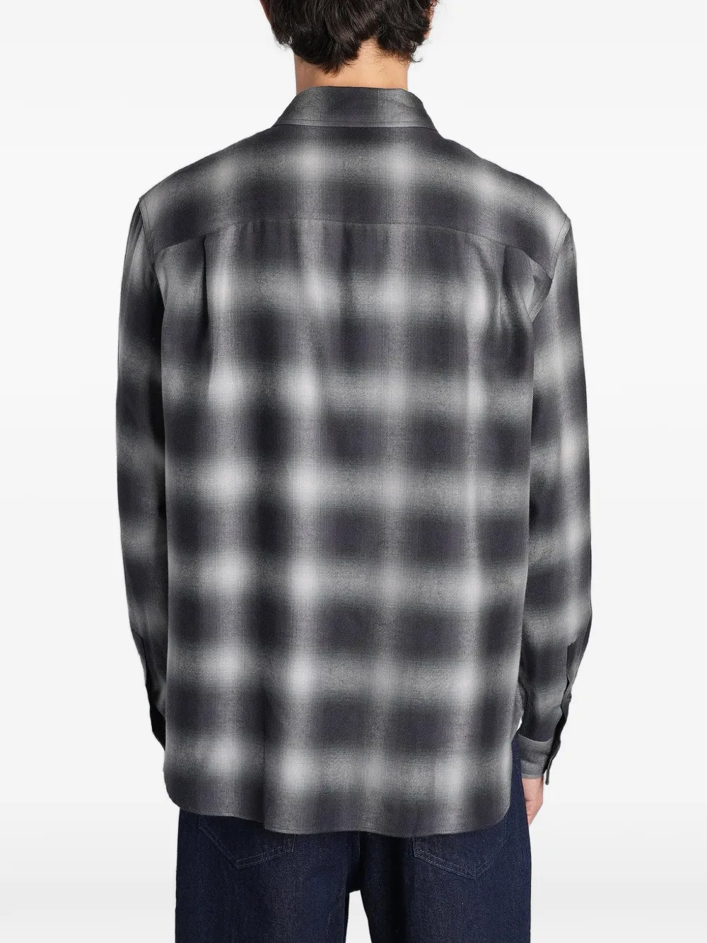 Maison Kitsuné check-print logo-embroidered shirt Grijs