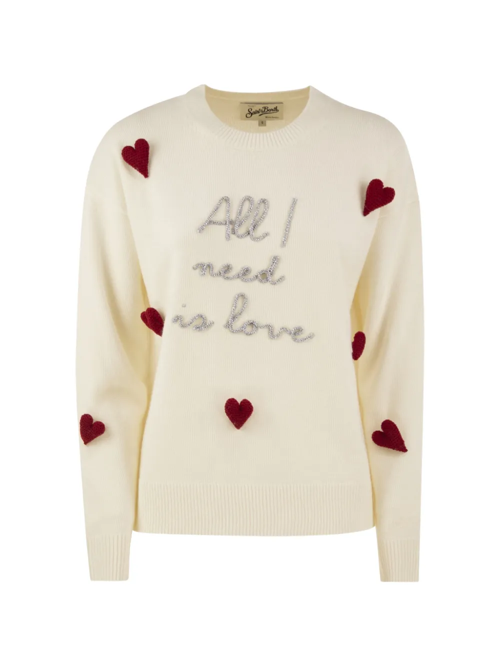 MC2 Saint Barth Tessa heart-appliqué sweater Beige