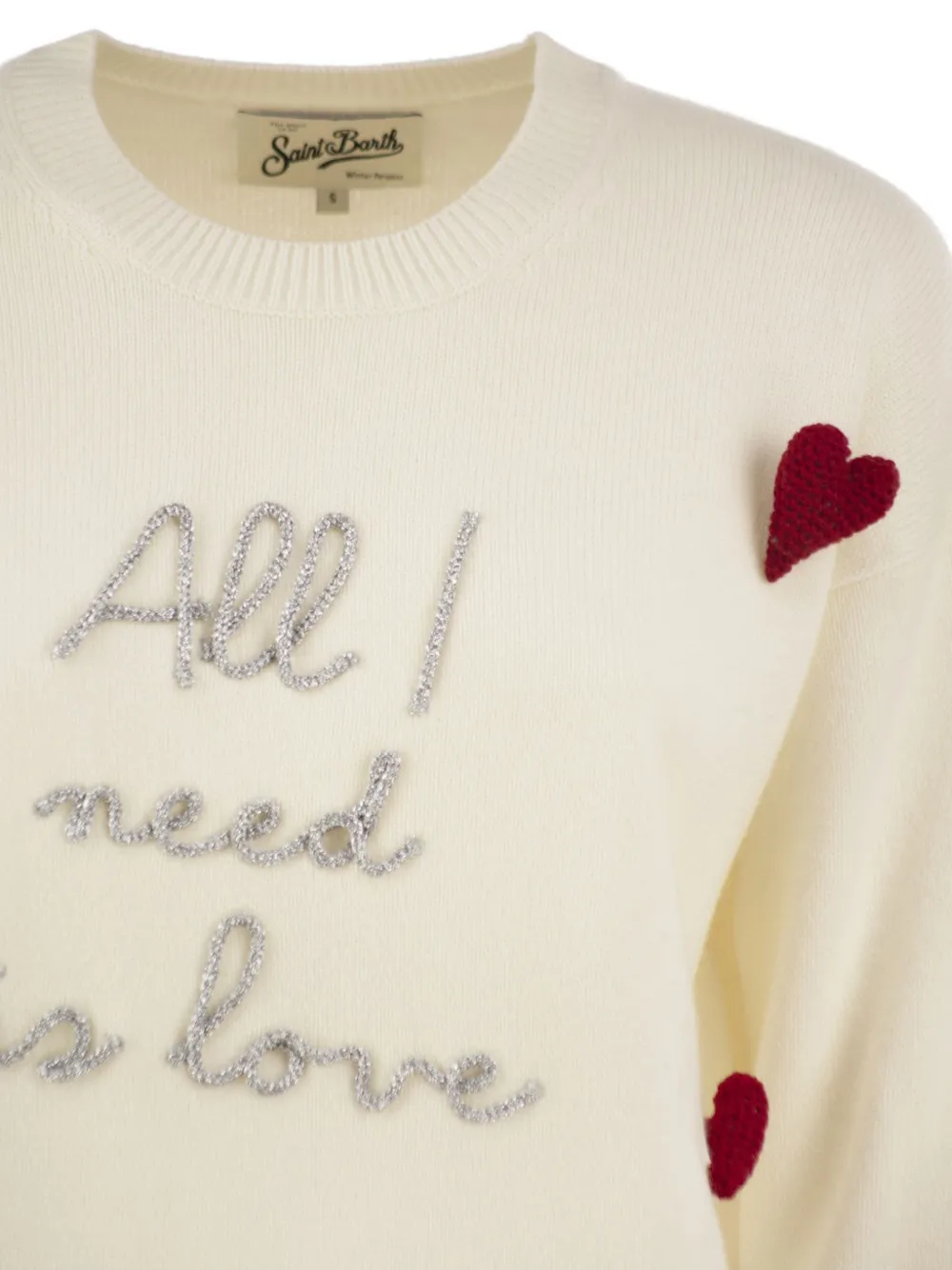 MC2 Saint Barth Tessa heart-appliqué sweater Beige